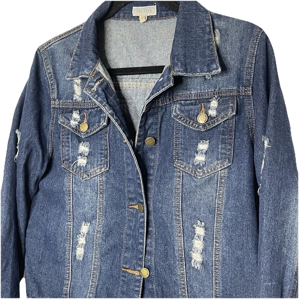 Boho Embroidered Tassel Denim Jacket Festival Tribal Fringe Jean Jacket Womens S